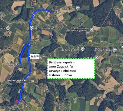 1_Beričeva kapela - smer Zagajski Vrh - Drvanja (Trinkaus) - Trstenik - Ihova